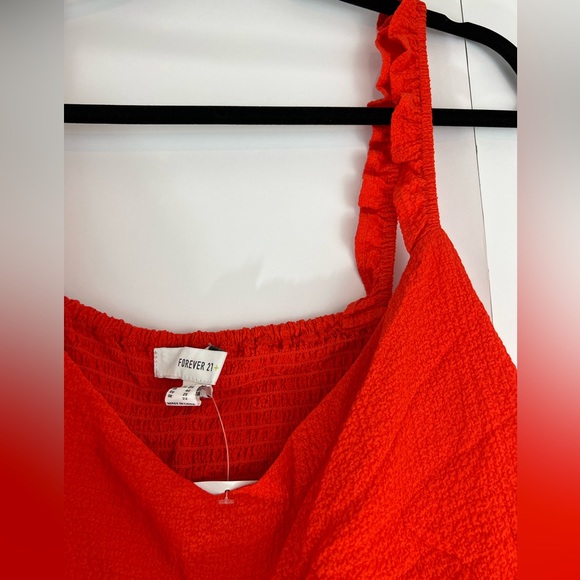 *Forever 21 + Women Sleeveless Ruffle Straps Lightweight Orange Top Size 2X - Picture 3 of 5